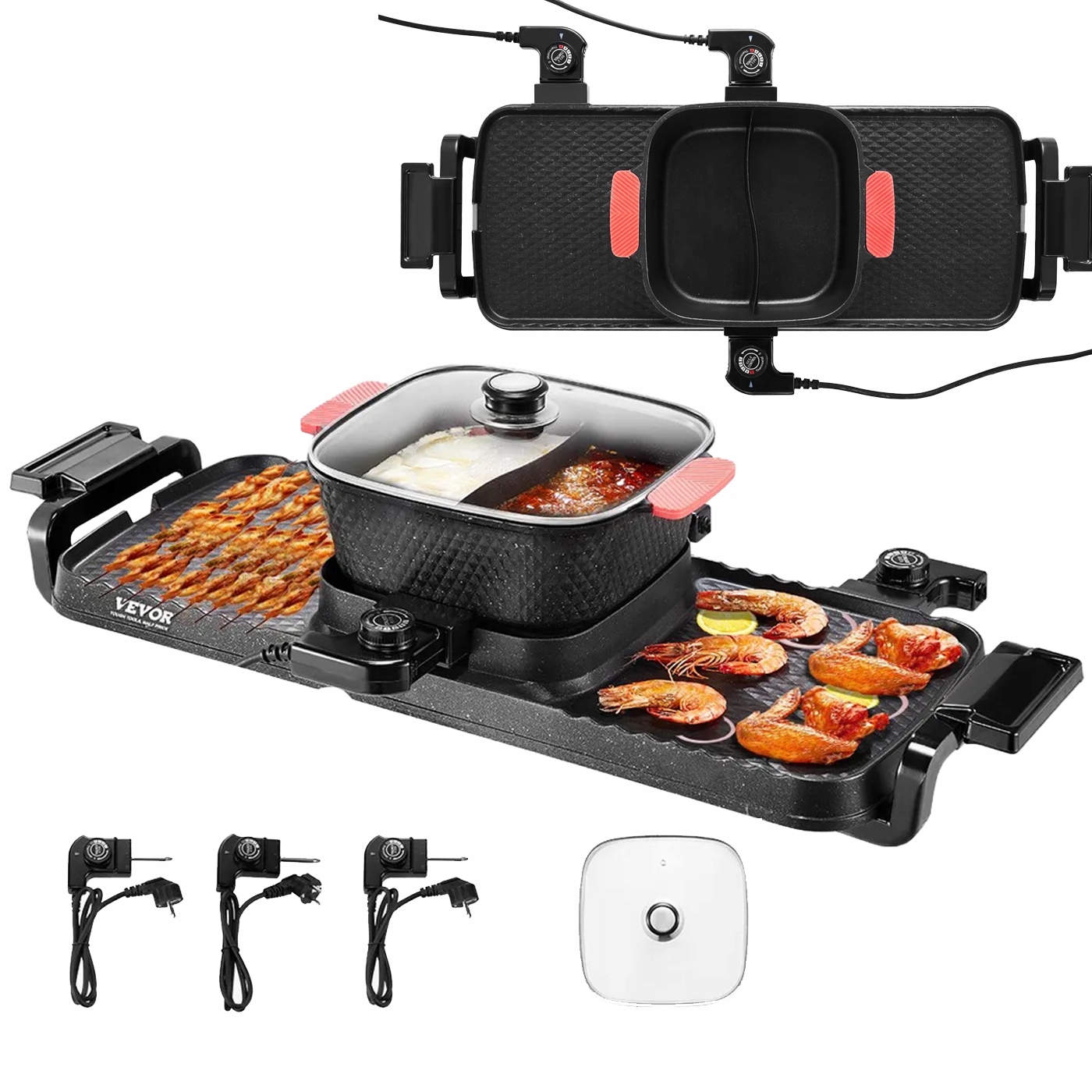 Elektrický gril Hot Pot 2v1 Kórejský Bbq Shabu-Shabu 2300W 3,25L