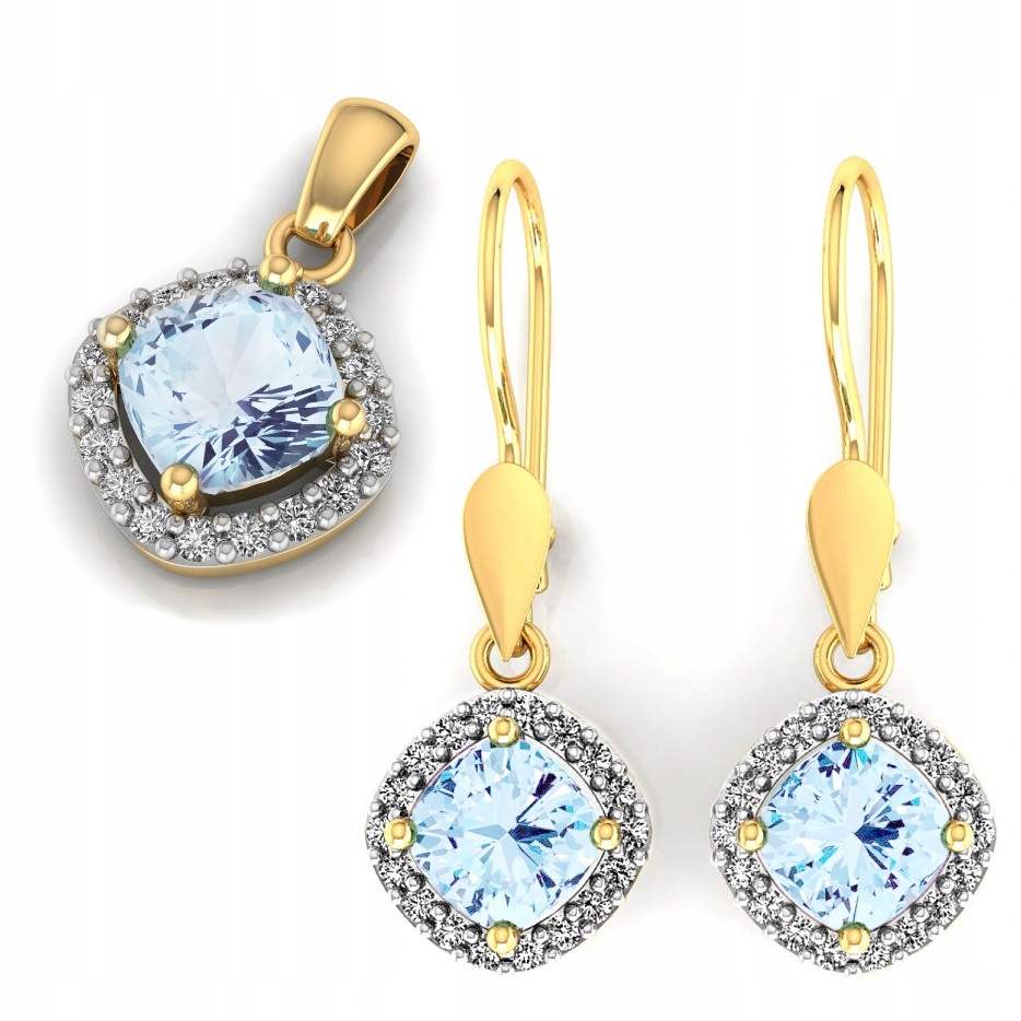 Jemný Zlatý Komplet Pr. 585 Modrý Kámen