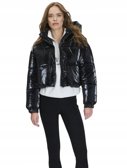 Zimní Respect Krátká Bunda S Kapucí Lakovaná L K_a