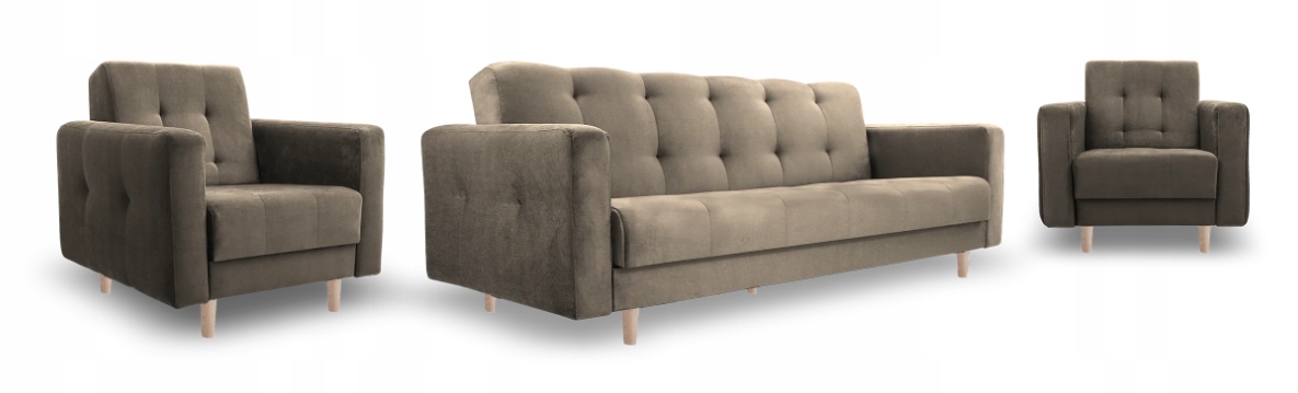 Sada Lizbona II Paros 03 pohovka funkce spaní 2 křesla velur Výrobce