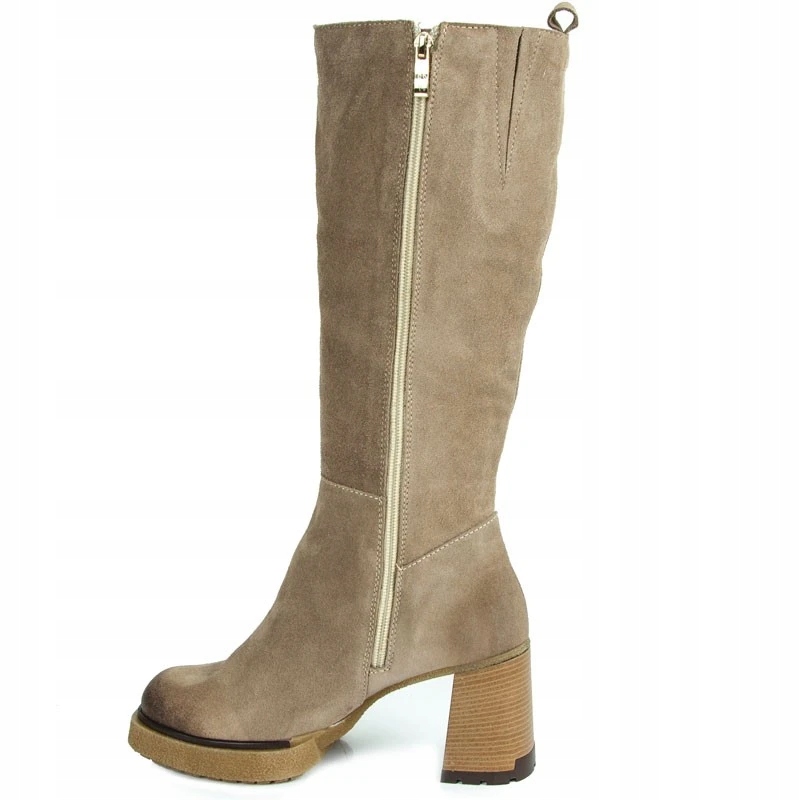 LEMAR 70133 KOZAKI KLASYCZNE SKÓRA ZAMSZ BEŻOWE 38 Stan opakowania oryginalne