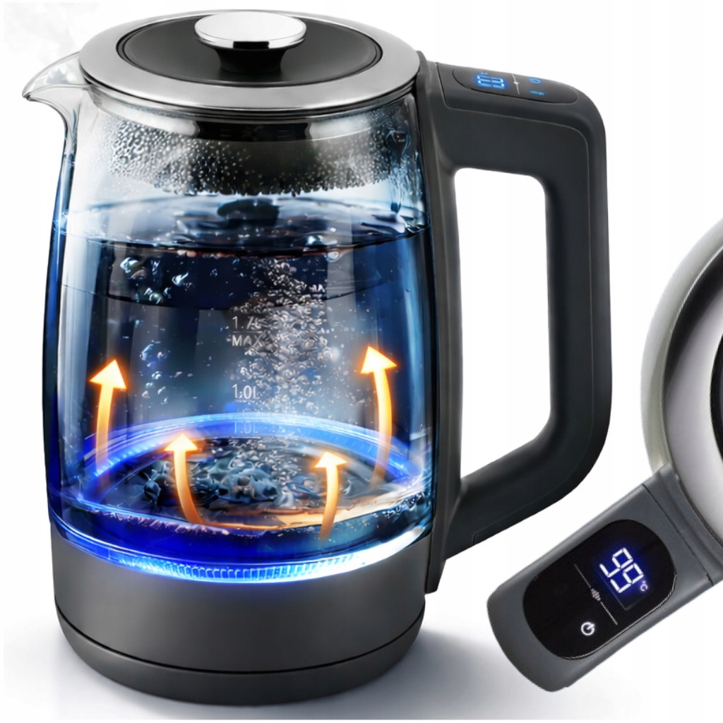 Czajnik Elektryczny Szklany 1,7L Dotykowy Panel Regulacja Podtrzymywanie