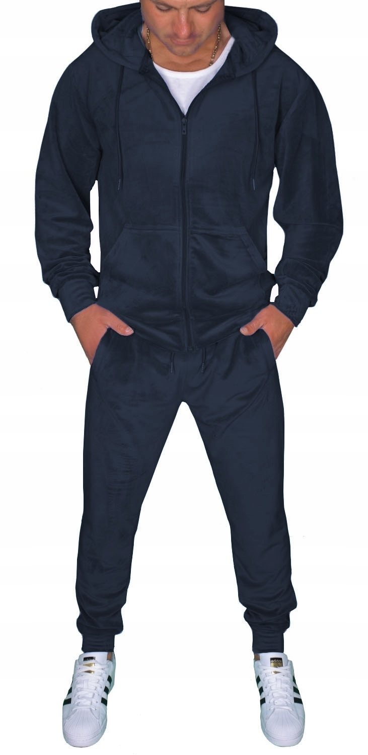 WELUROWY KOMPLET MĘSKI DRESOWY DRES SPODNIE+BLUZA