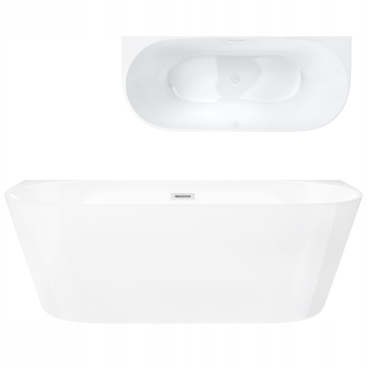 Volně stojící nástěnná vana Corsan Mono 170 x 80 cm Korek klik-klak Bílá