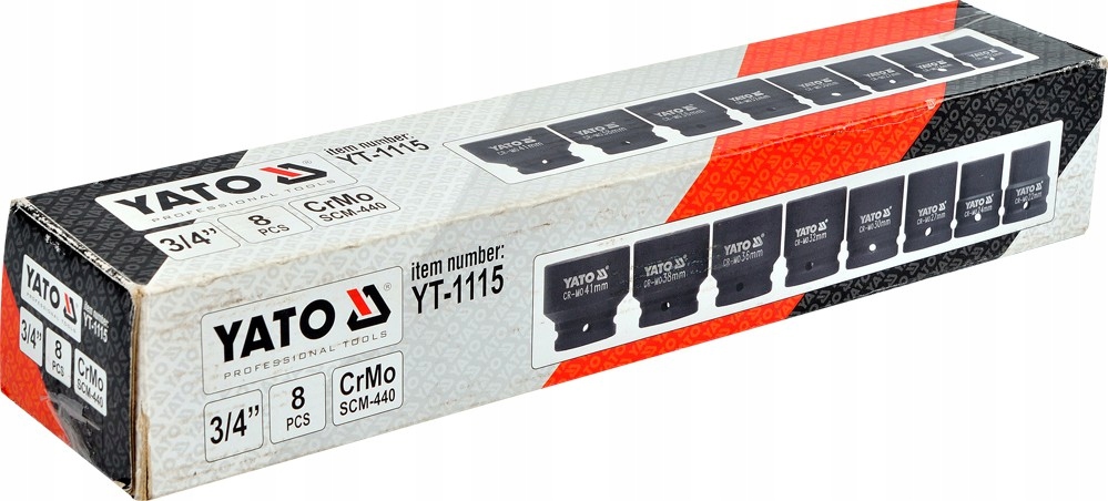 NASADKI UDAROWE KPL 3/4'' 8 CZ. YT-1115 Typ 6-kątna