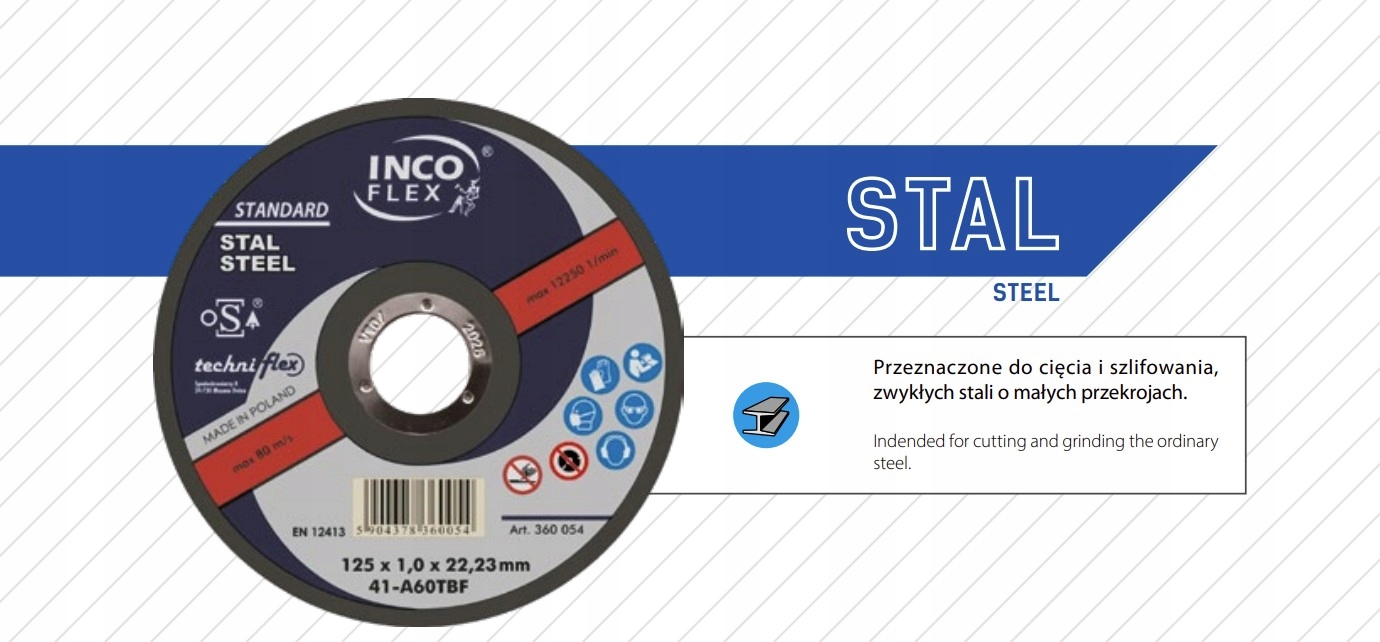 TARCZA DO CIĘCIA METALU STALI INCO FLEX 230 x 2,0 Marka IncoFlex