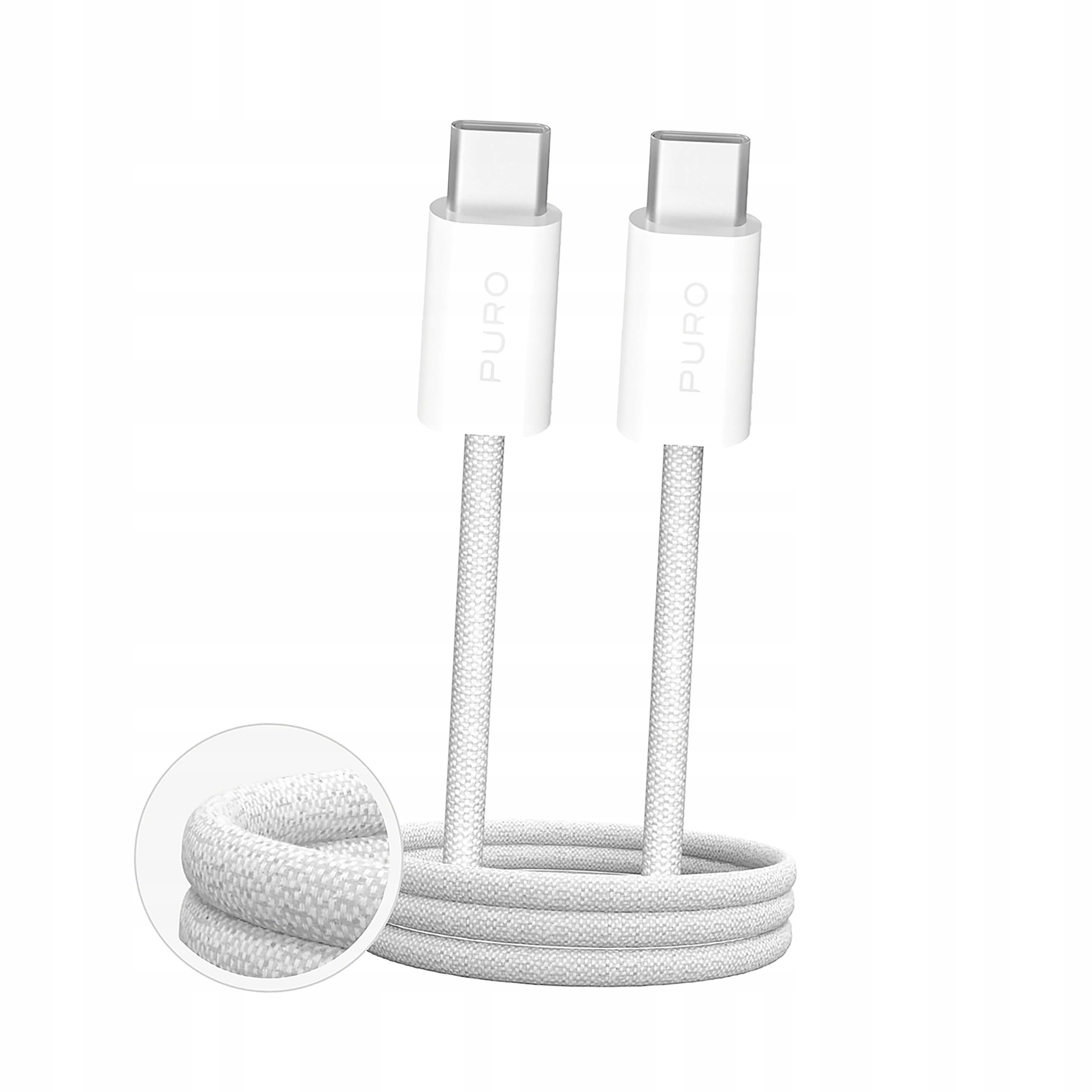 Kabel Puro Fabrik 60W w oplocie Usb-c Usb-c 3m biały