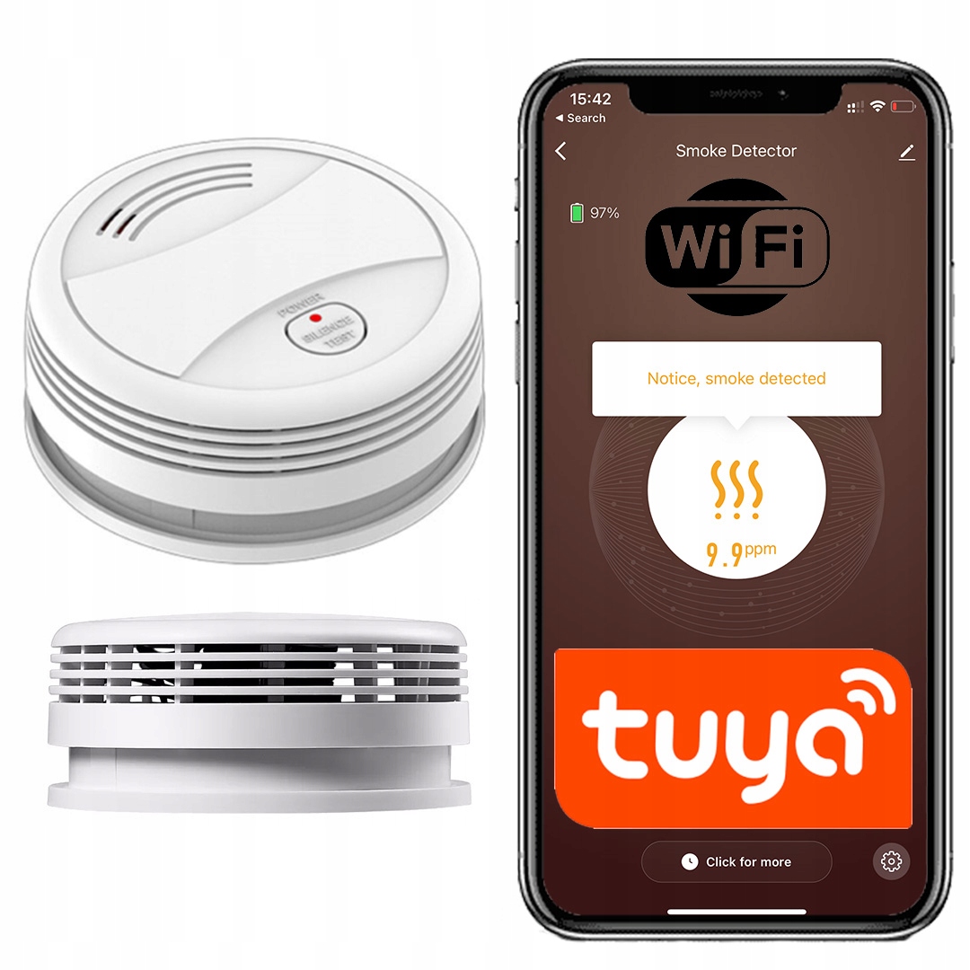 

Czujnik Dymu z Syreną Wifi Tuya smart na baterie