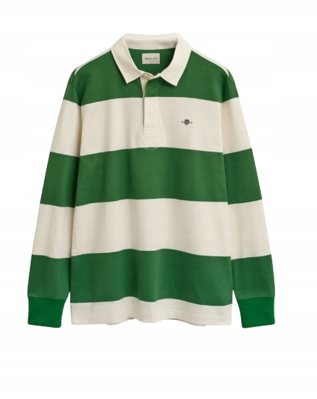 Gant Yarn Dyed Striped Heavy Rugger Polo pánské, zelené, XXL