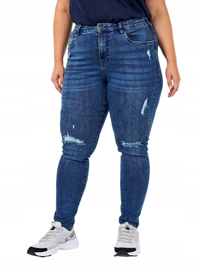 Plus Size Zizzi Modré Džíny Slim Fit Díry 072A N78 44
