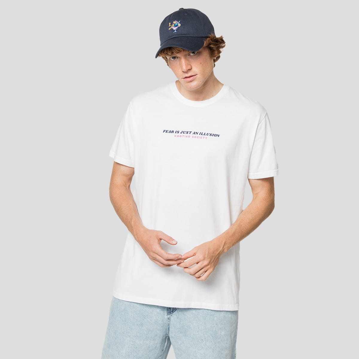 Tričko Kaotiko Washed Fearless L, Bílá, Městské