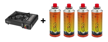 Elico sada plynového sporáku s keramickým hořákem 4x plynová kartuše