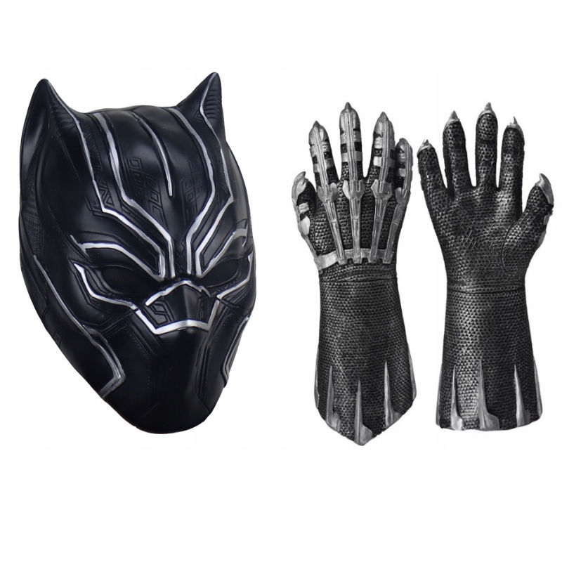 MASKA RĘKAWICA CZARNA PANTERA COSPLAY SUPERBOHATER