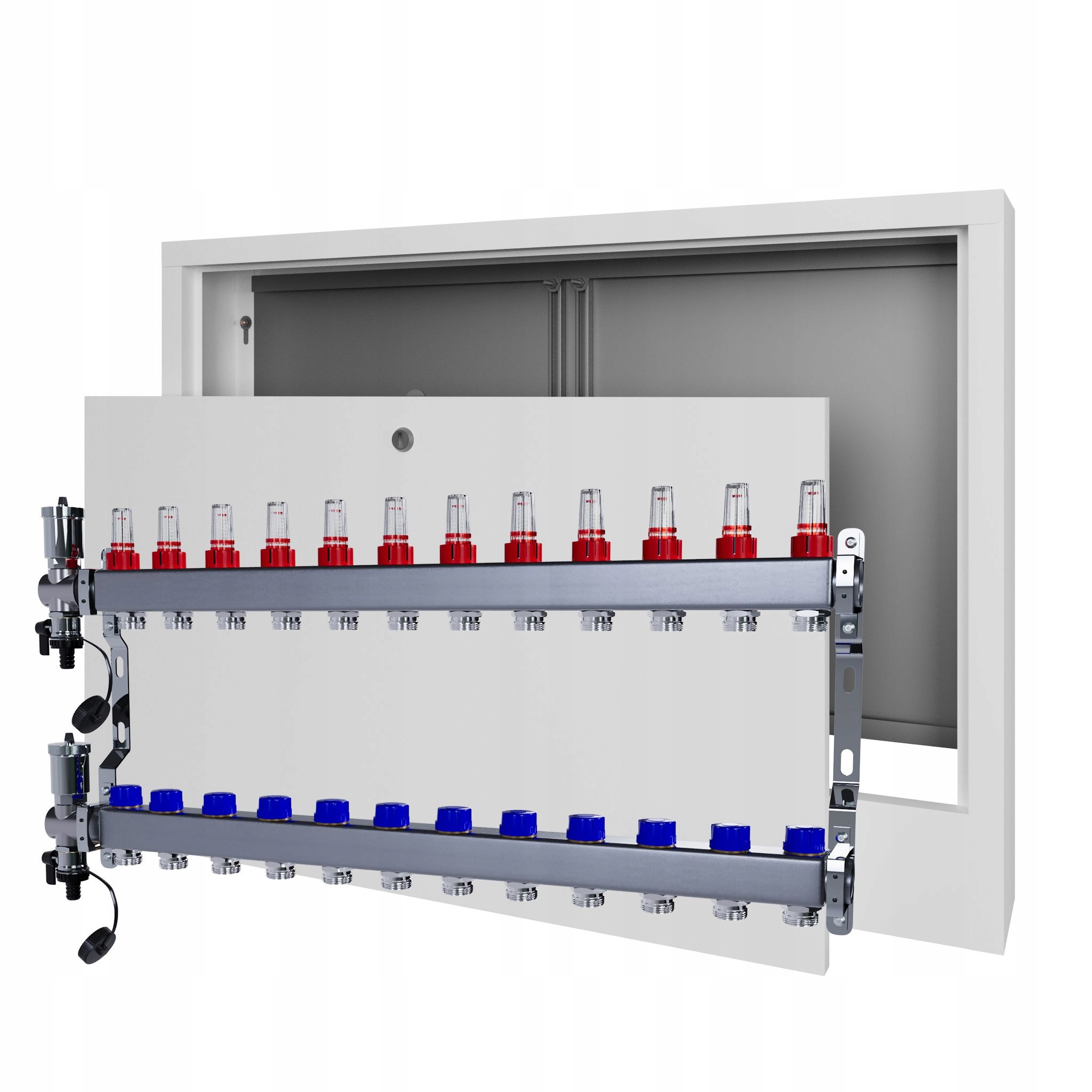 Nerezový rozdělovač pro podlahu 12 s nástěnným boxem