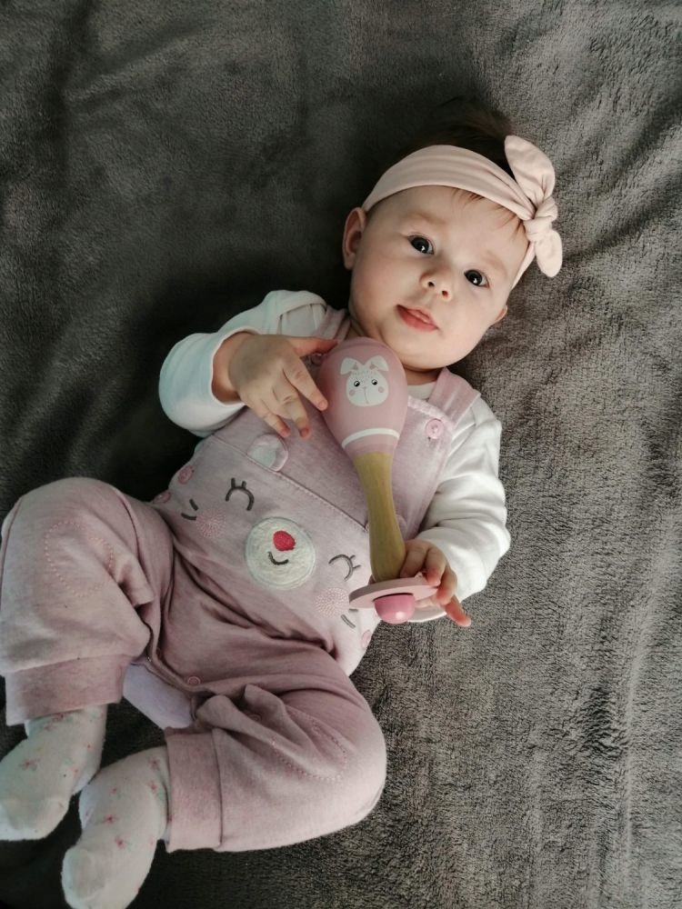 Drewniany MARAKAS Z KRÓLICZKIEM różowy ! AdamToys Marka Adam Toys