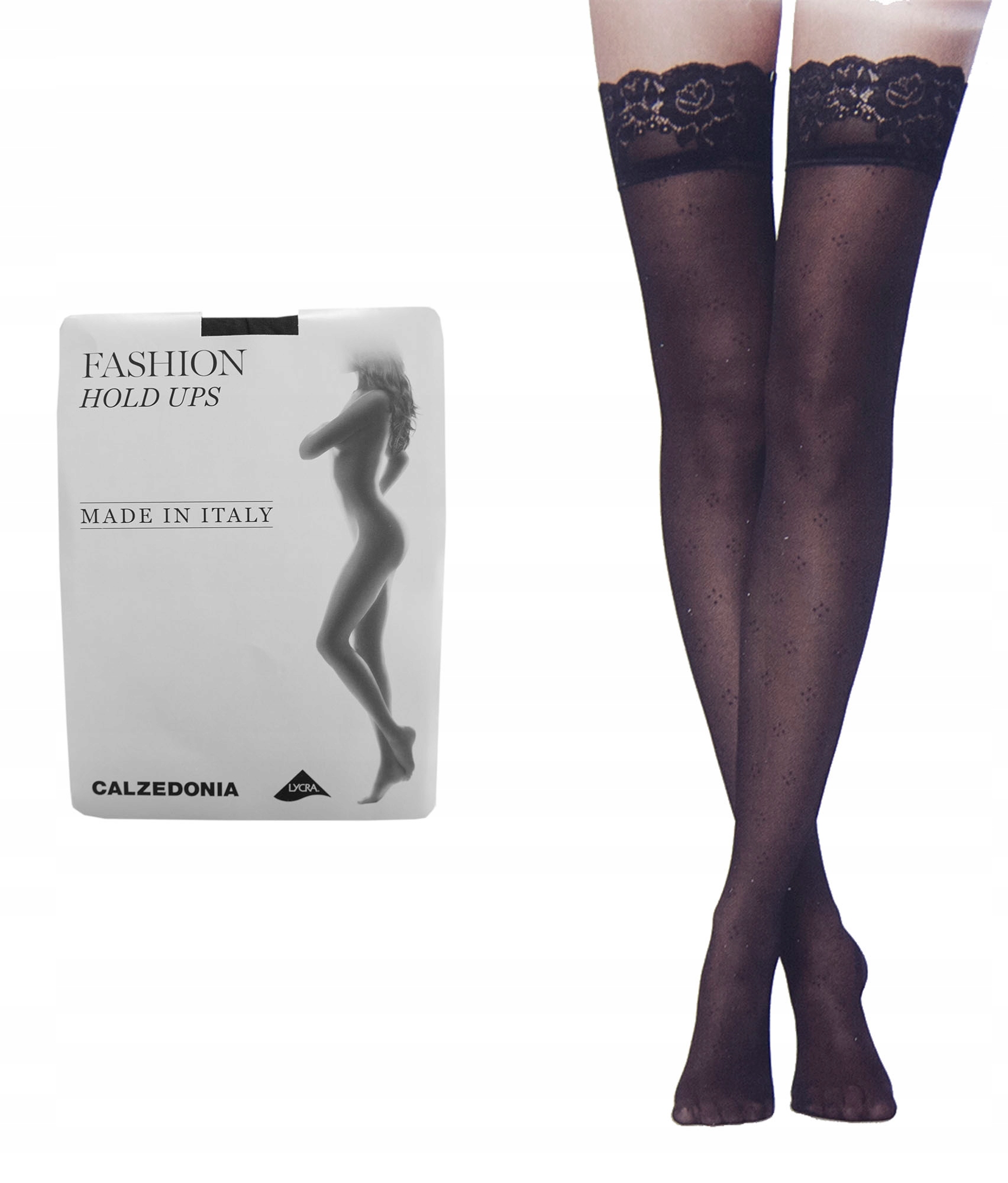 

Calzedonia pończochy samonośne wzór czarne 1/2 S/m