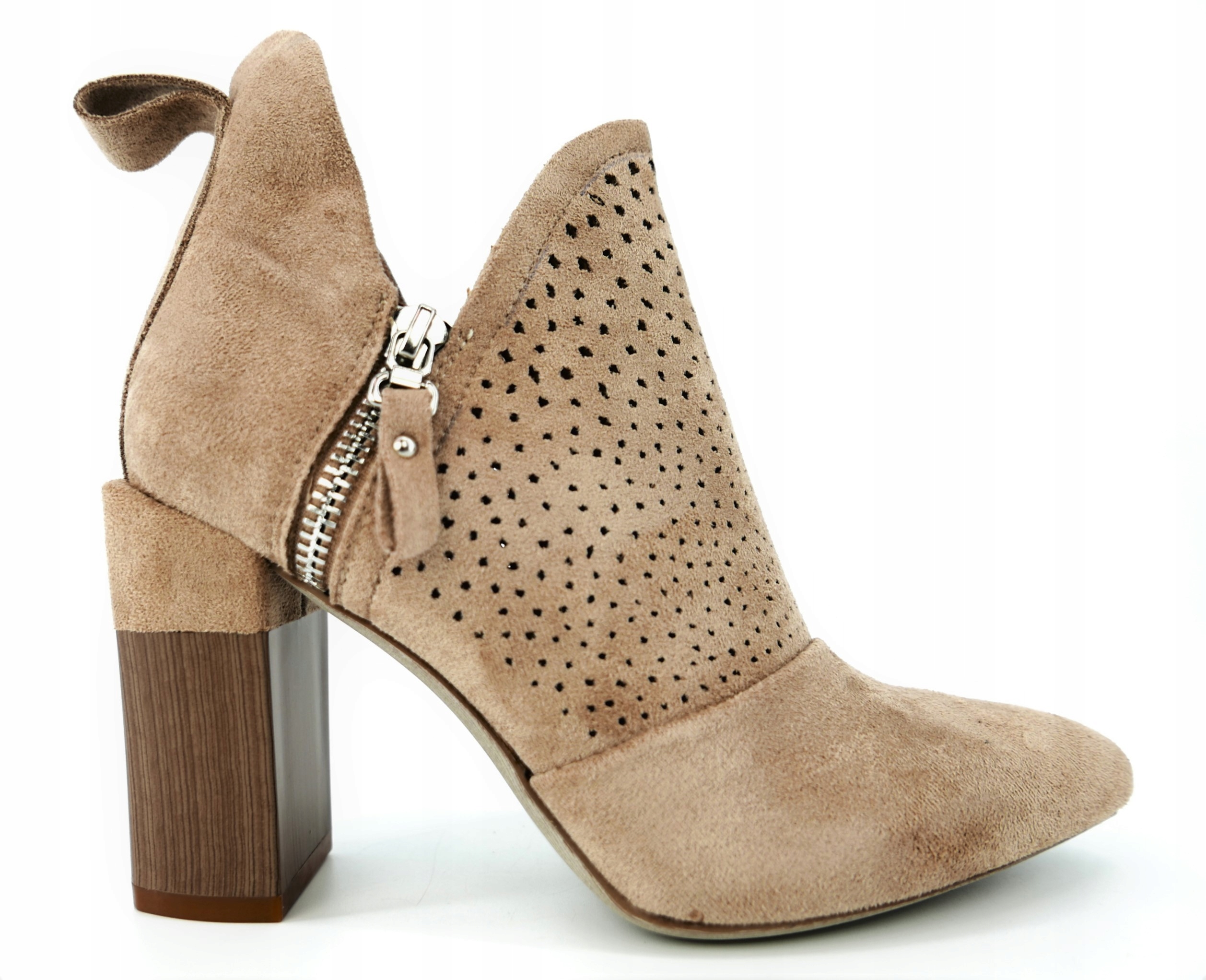 

Bella Paris Botki Na Słupku Beżowe Szpic R37