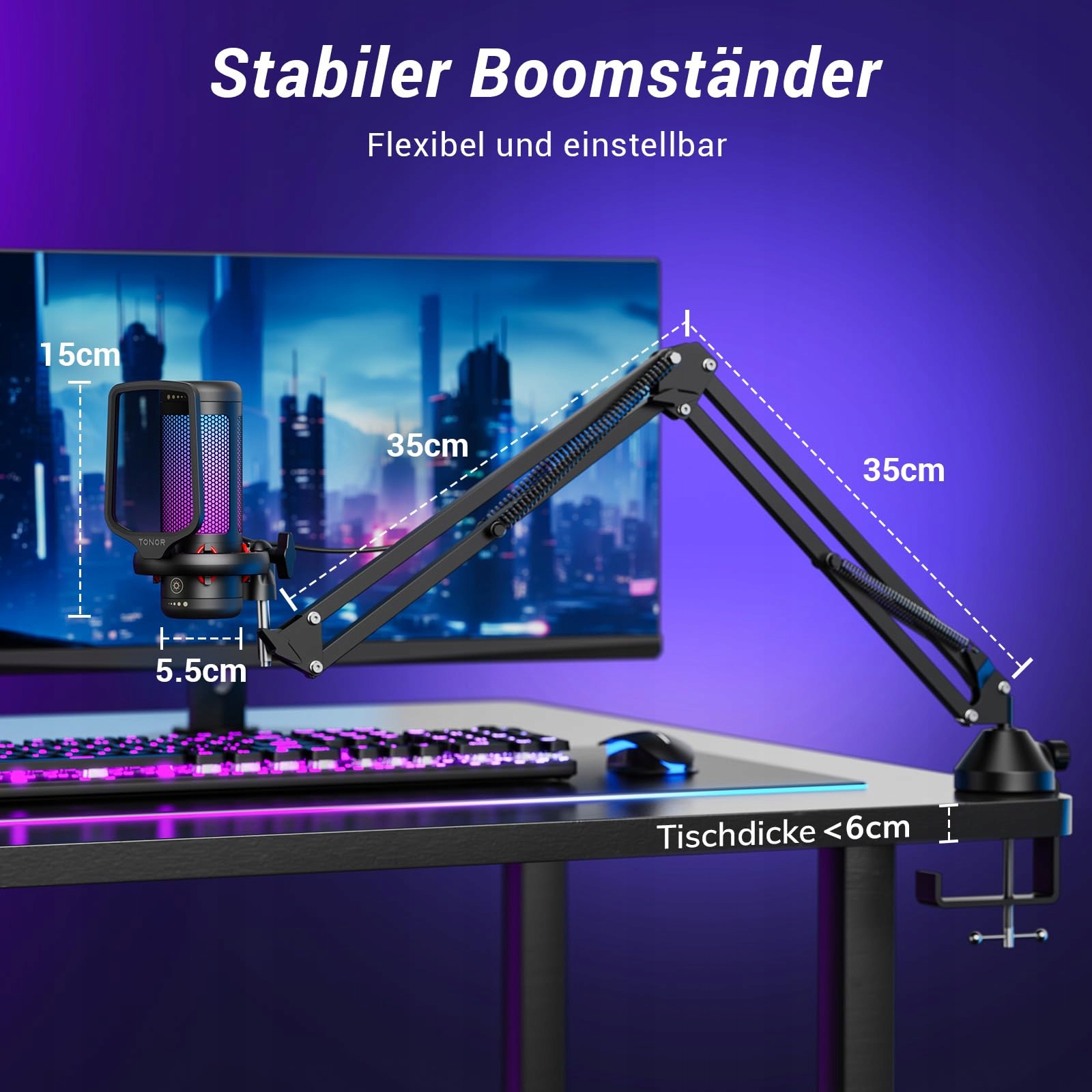 TONOR RGB Mikrofon Gaming USB Zestaw PC z Mikrofonem do Streamingu — miniatura 8