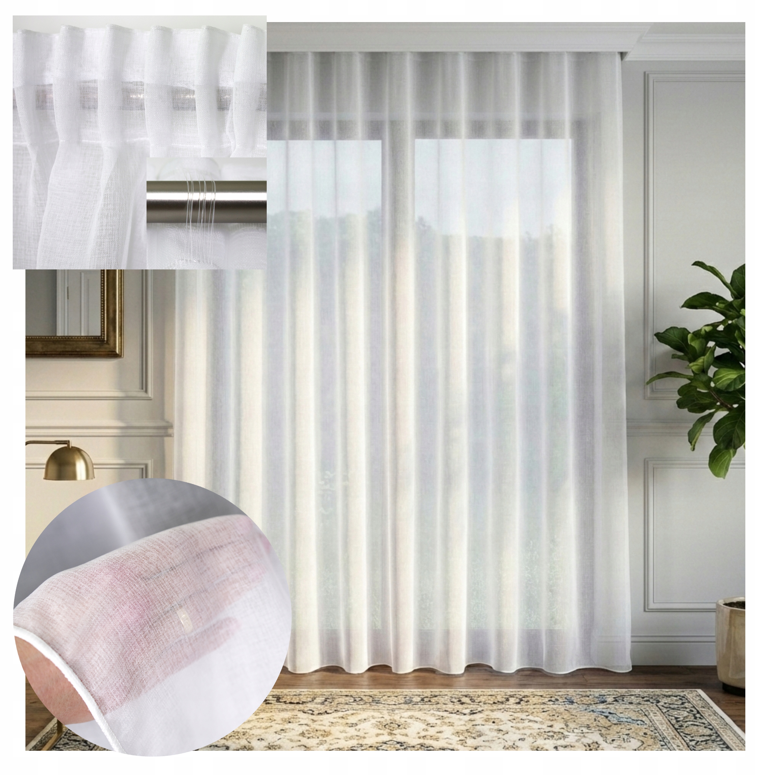 Záclona Etamin Tunel Greta 700x150 Hotová skandinávská Premium Olověná