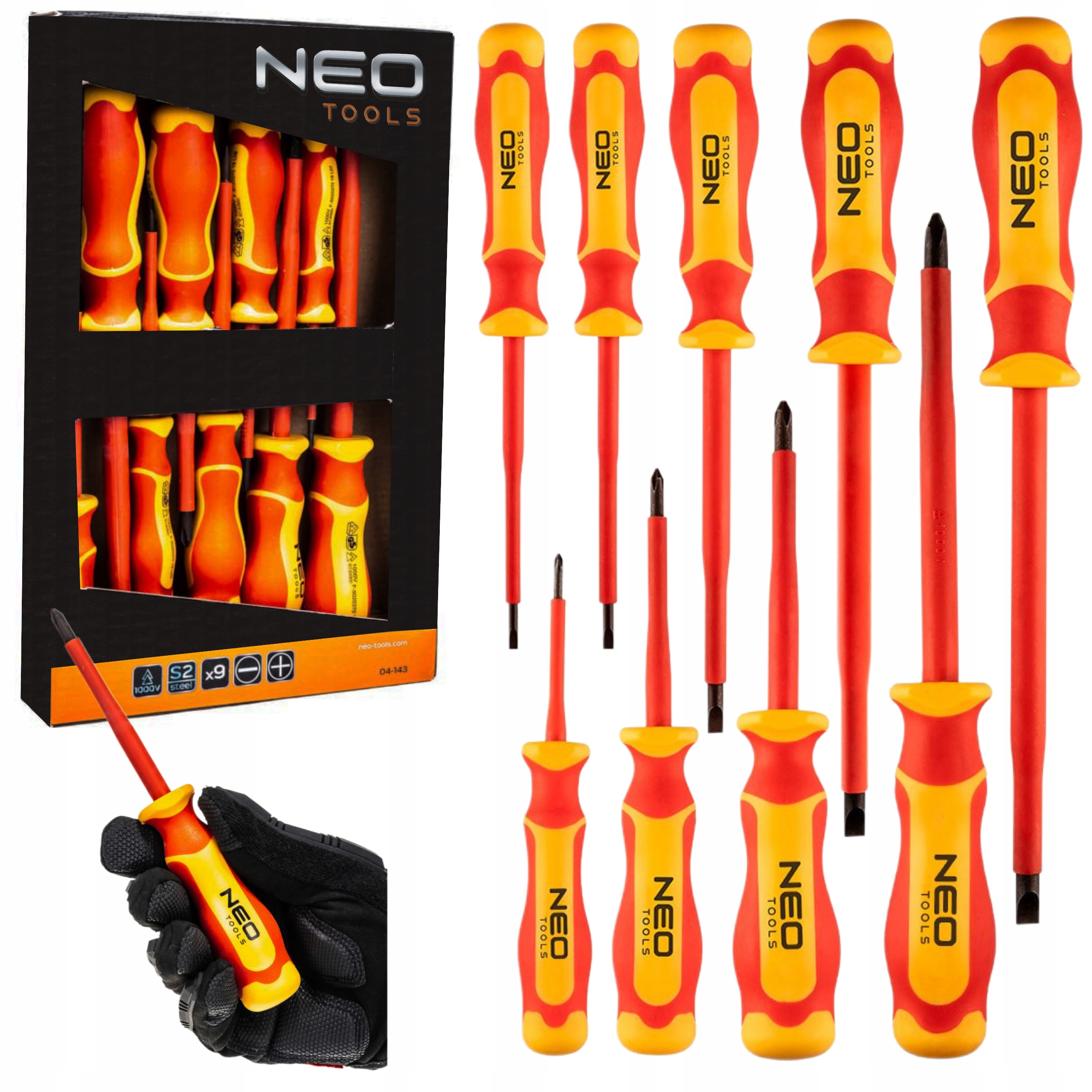 Neo Tools Komplet Sada šroubováků 1000V, 9 ks 04-143