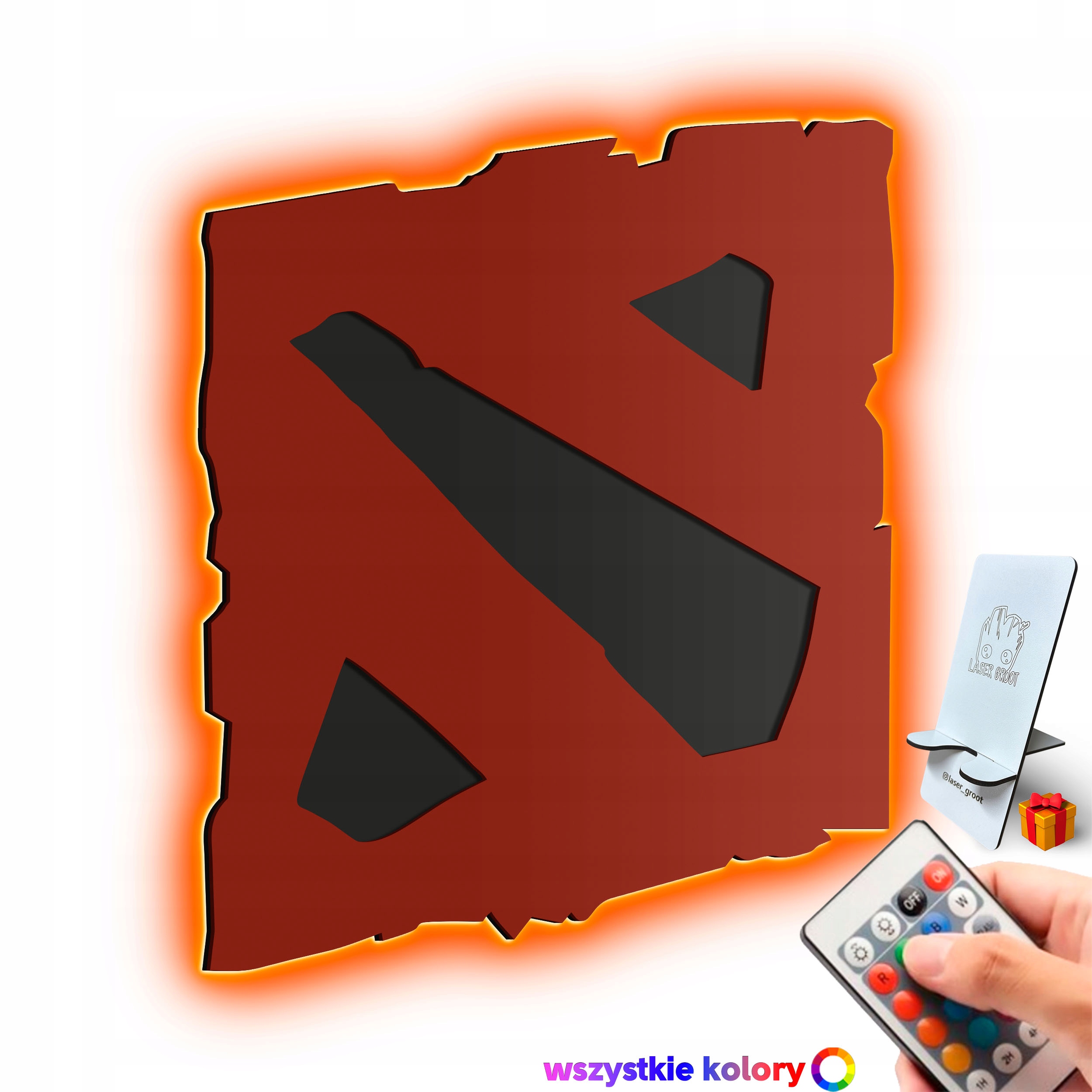 Dřevěný 3D obraz Dota 2 Nástěnná Dekorace Dárek Noční Lampa Led