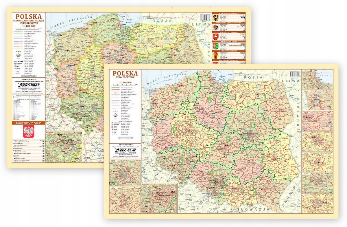 

Polska mapa kodów pocztowych Podkładka na biurko