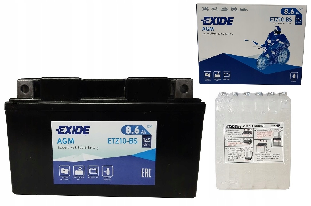 Аккумулятор ETZ10-BS 12V 8.6 Ah 145a Agm Exide
