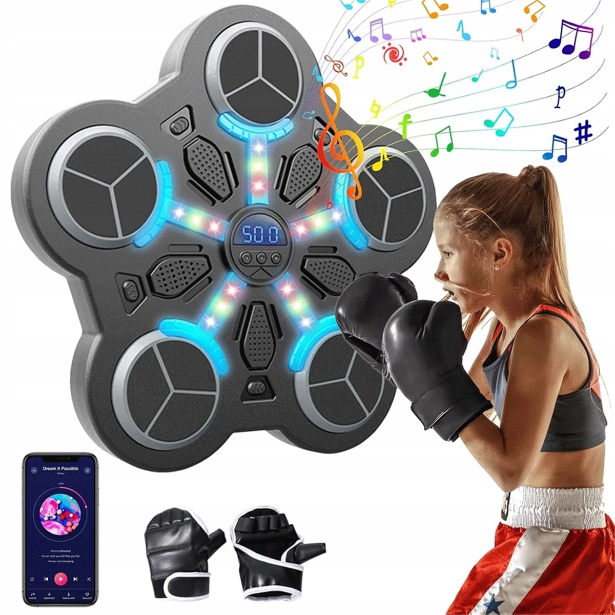 BLUETOOTH FALI BOX AUTOMATA LED VILÁGÍTÁSSAL FEKETE ABS