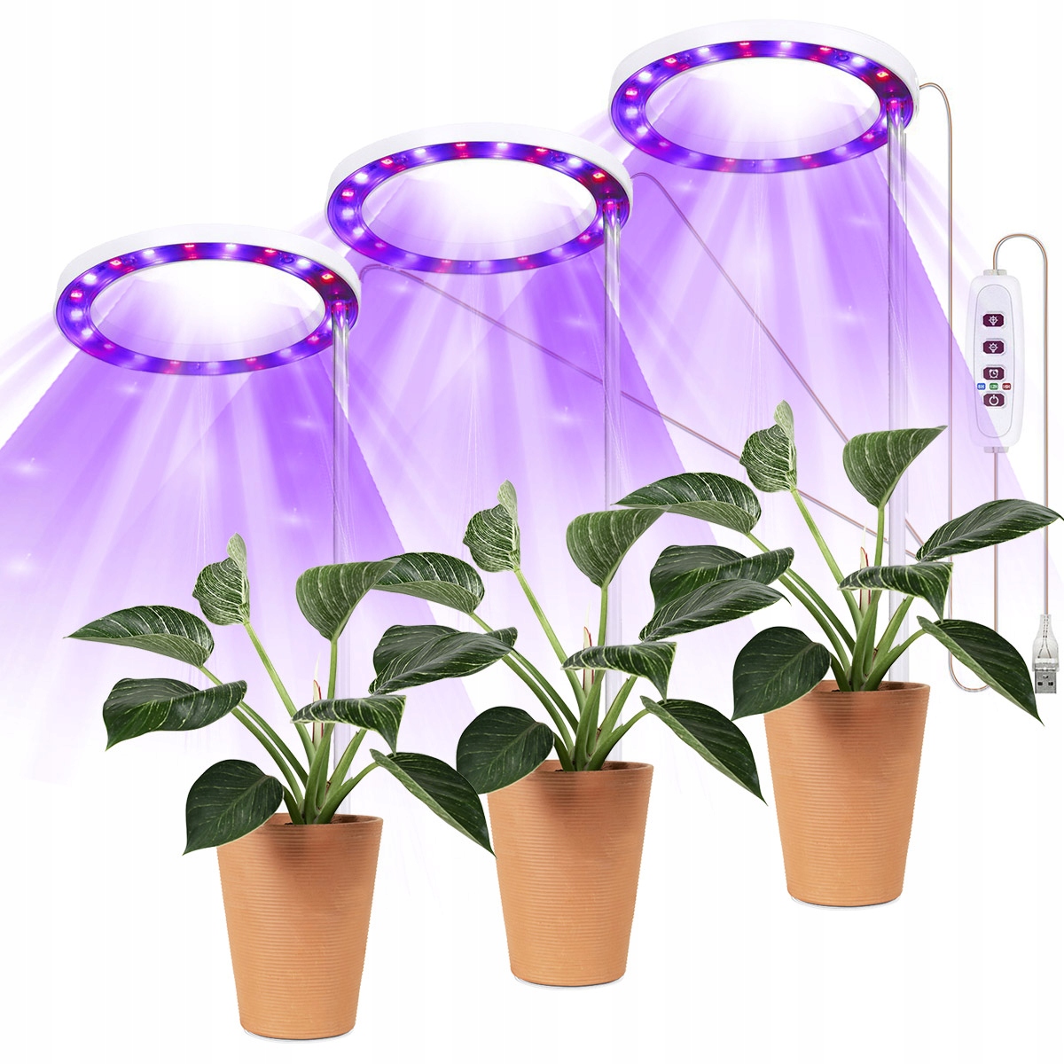 

3x Lampa Led Do Uprawy Wzrostu Roślin Różowa