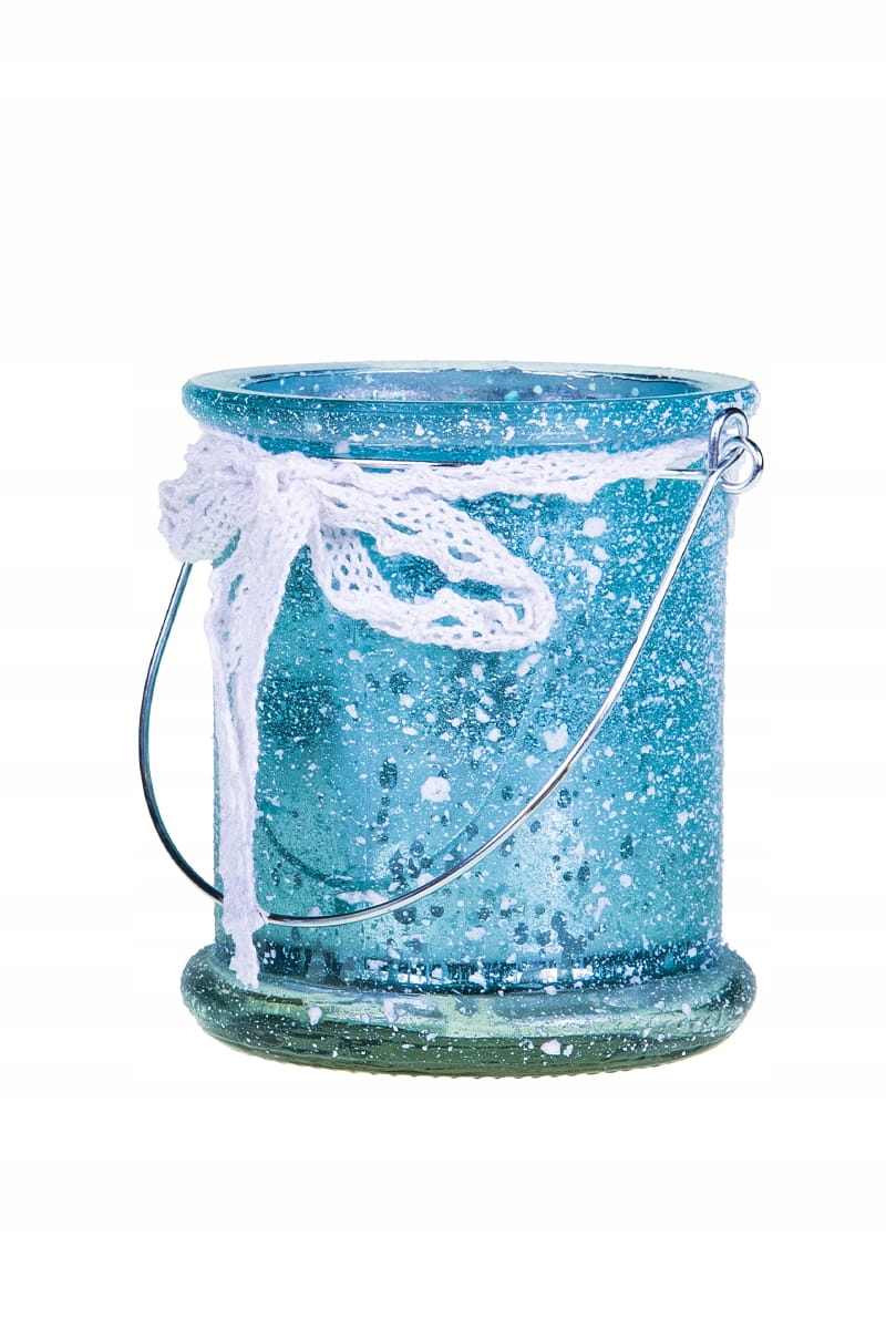 Szklany lampion turkusowy