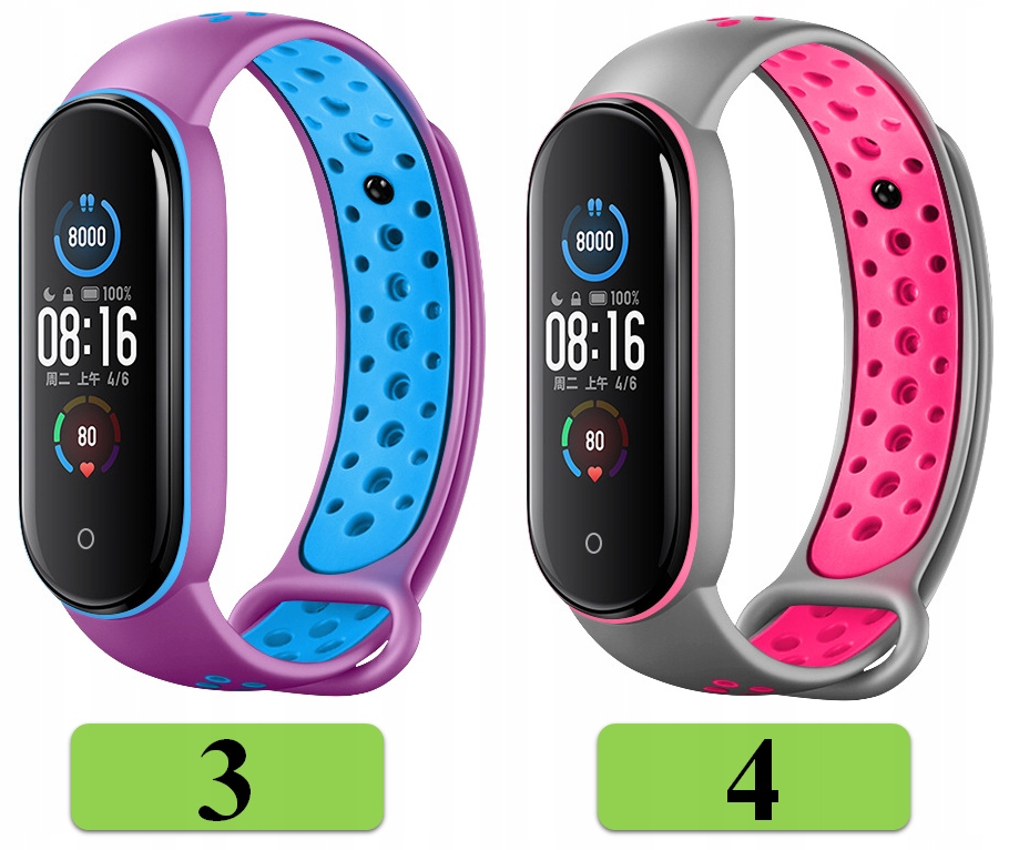 PASEK OPASKA BRANSOLETA do XIAOMI MI BAND 5/6/7 21 MEGA KOLORÓW Długość 220 mm