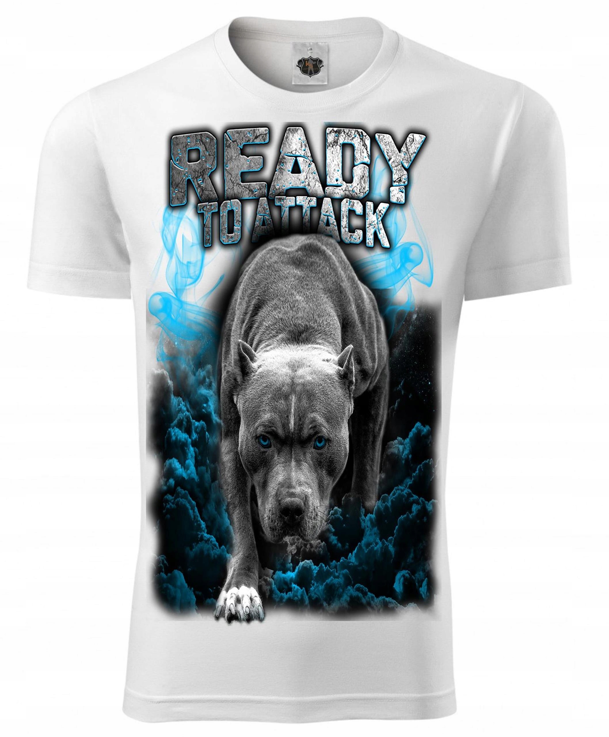

L Koszulka Biała ready pies Pitbull Amstaff