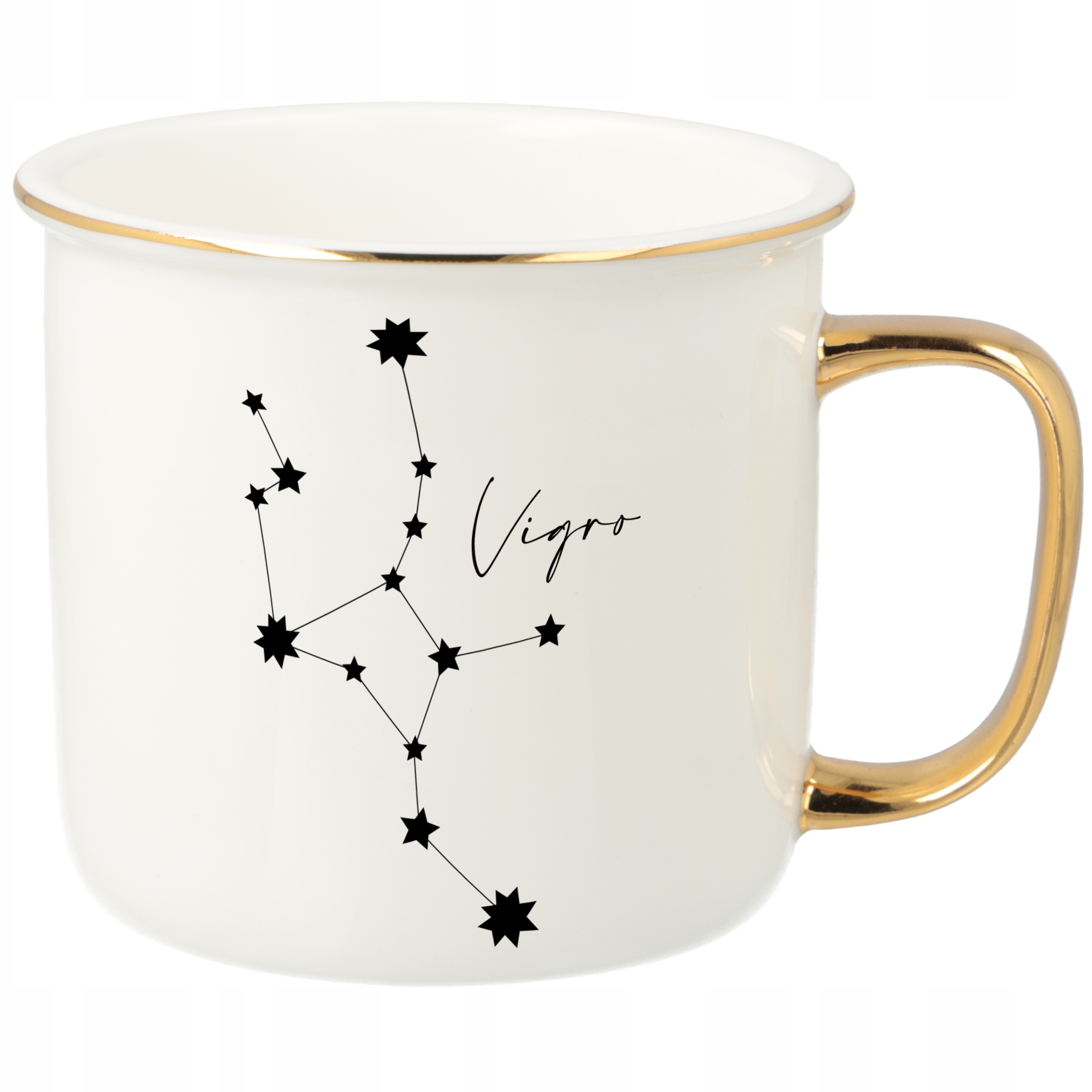 Hrnek Ucho Forma Zlatý Porcelánový Retro Dárek Pro Fanoušky Zodiaků Vigro Vzory