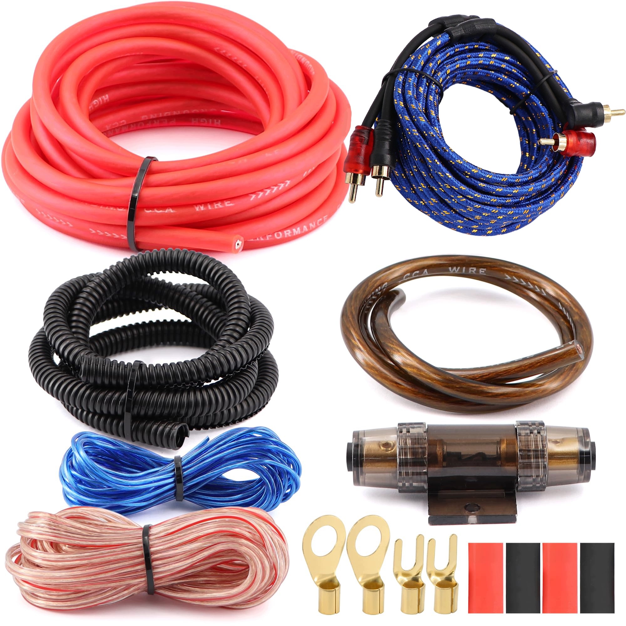 Zestaw kabli do wzmacniacza samochodowego 800W 8GA Cca Rca Agu Subwoofer