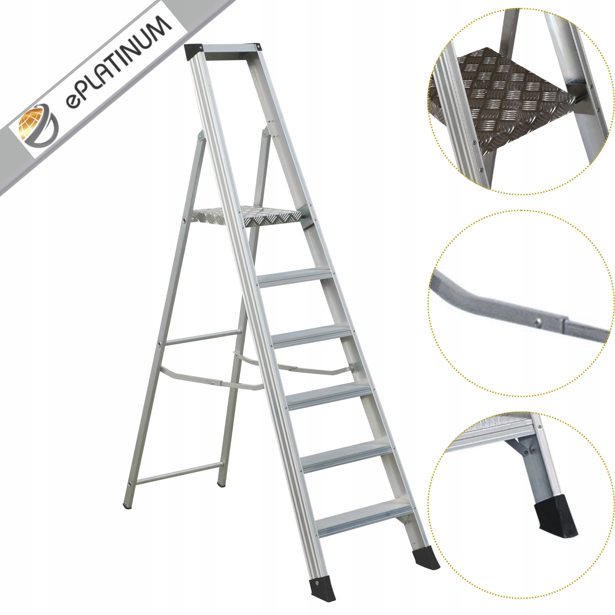 Jednostupňová 6-stupňová profilová skladovacia rebríková tyč Pro EN-131 150 kg