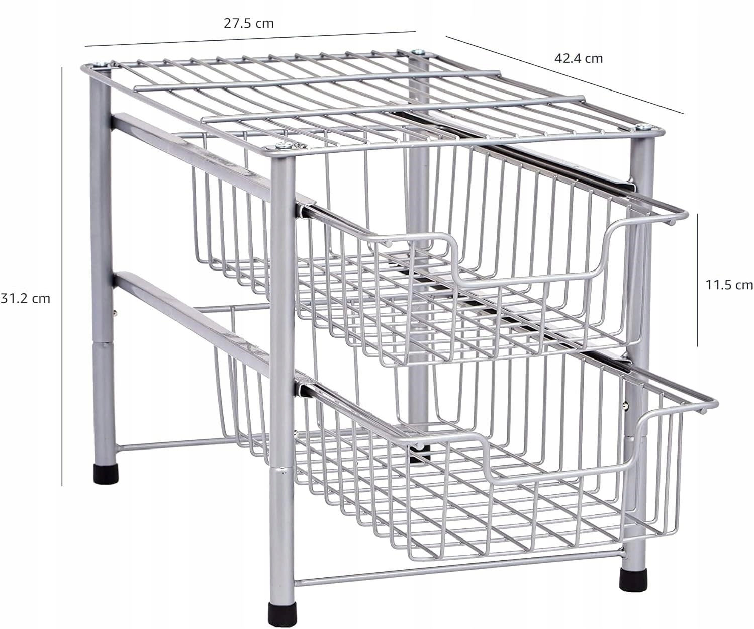 Organizer kuchenny Organizer na blat Szafka pod zlew srebrna Długość 27.4 cm