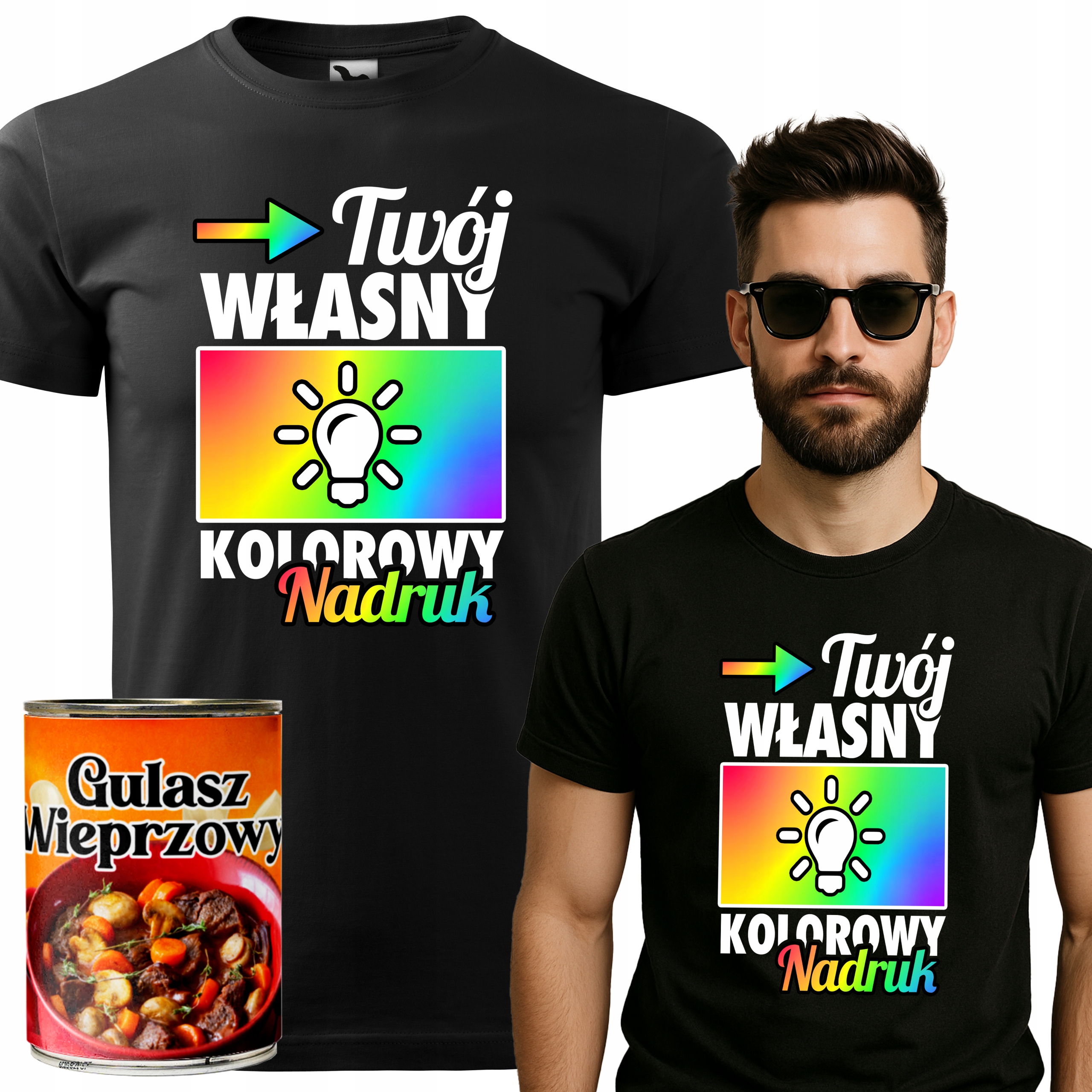 Pánské tričko Černá V Plechovce Guláš Tvůj Potisk Foto Logo Velikost XL