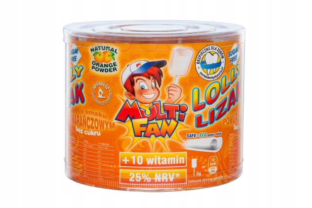 Levně Multifan Lízátka bez cukru s pomerančovou příchutí 50 ks