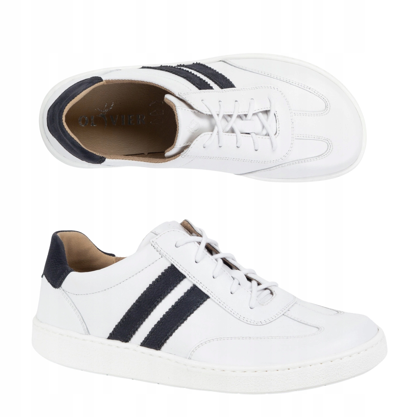 Pánské ležérní kožené šněrovací boty Barefoot Friendly 1290 bílé 45