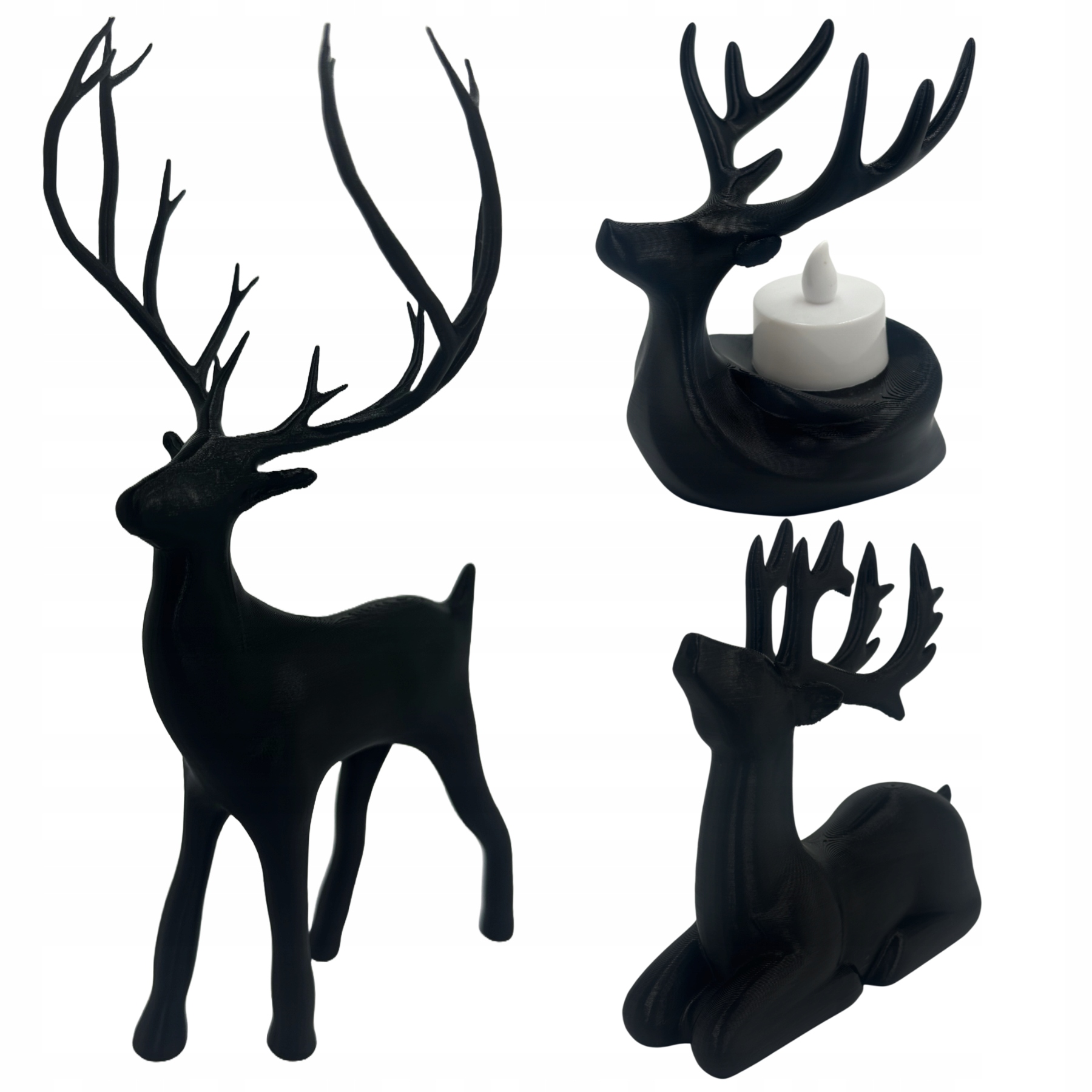 Sada figurek jelenů Vánoční Dekorace svícen s figurkami Sob , černý