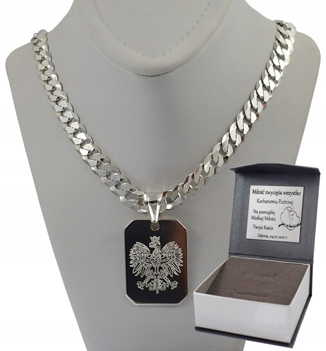 

Srebrny Łańcuszek 5,50 Szer Nieśmiertelnik +grawer