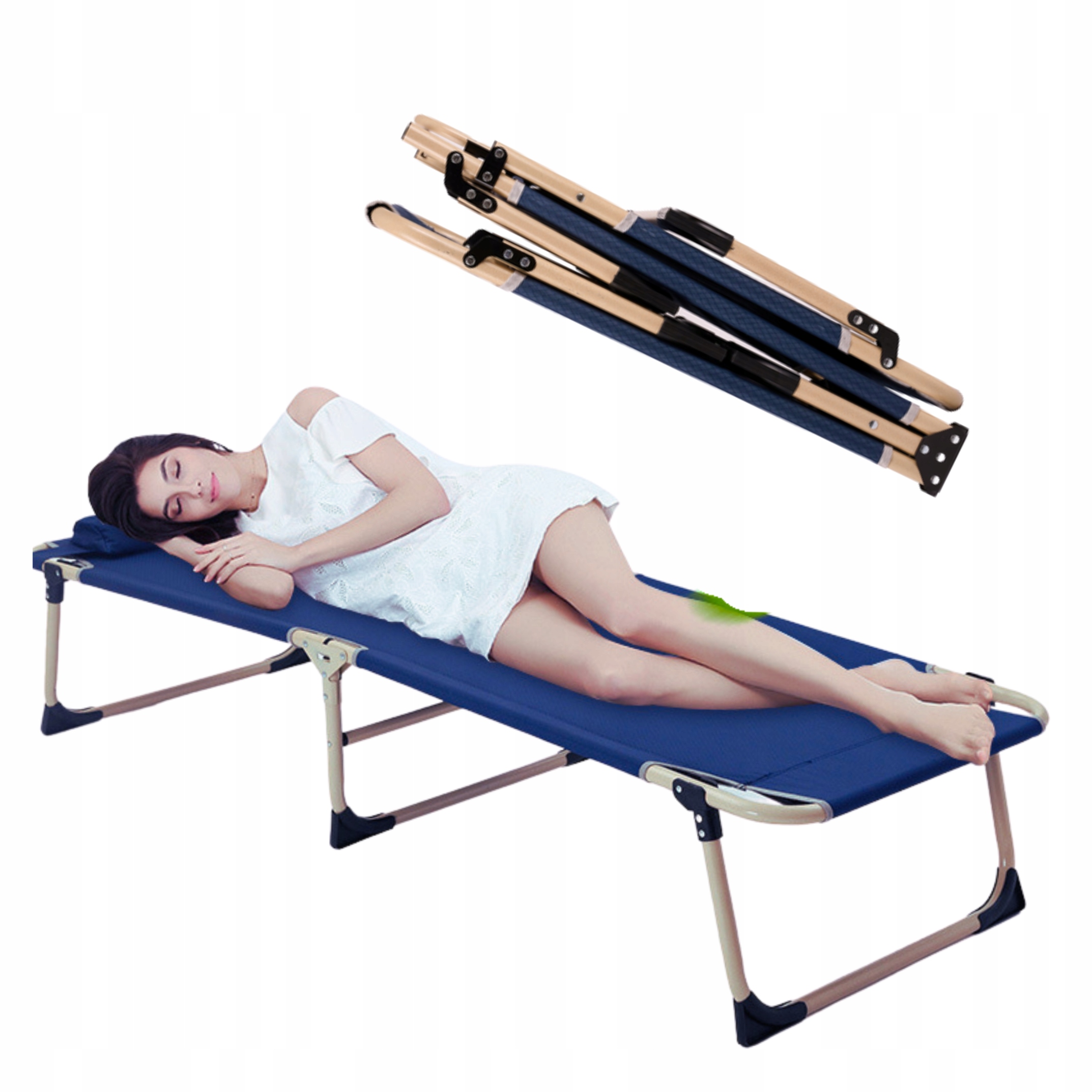 Łóżko Turystyczne Polowe Składane Regulowane Kanadyjka Leżanka Leżak Duży