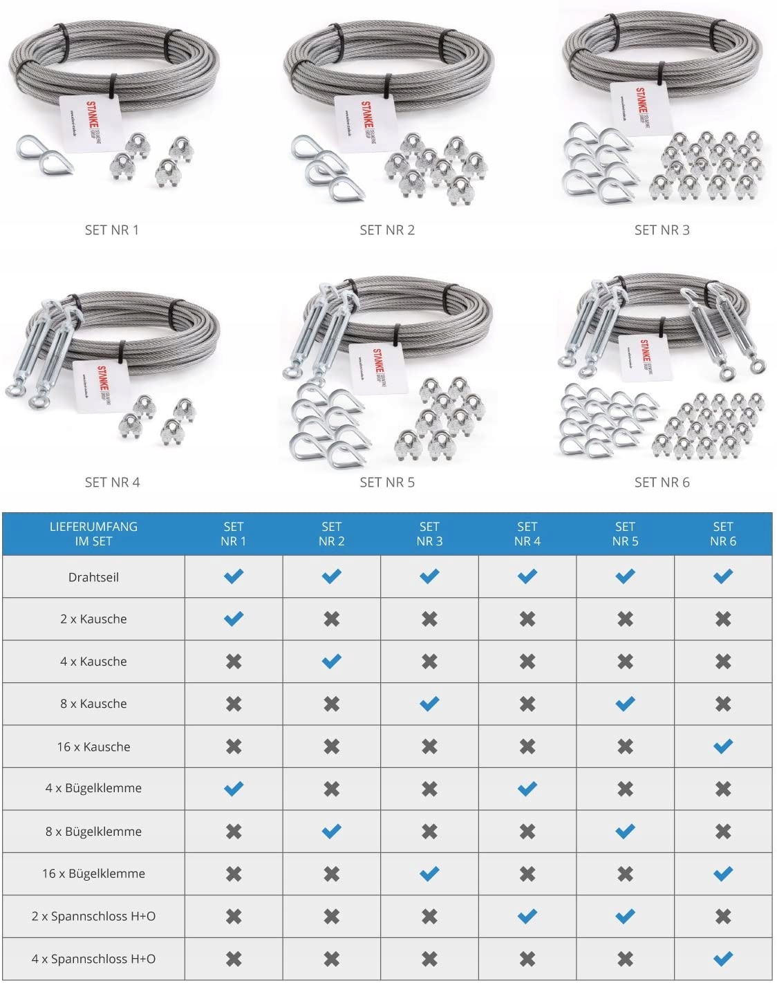 Zestaw lina do montażu hamaka 50m stal nierdzewna Średnica 5 mm