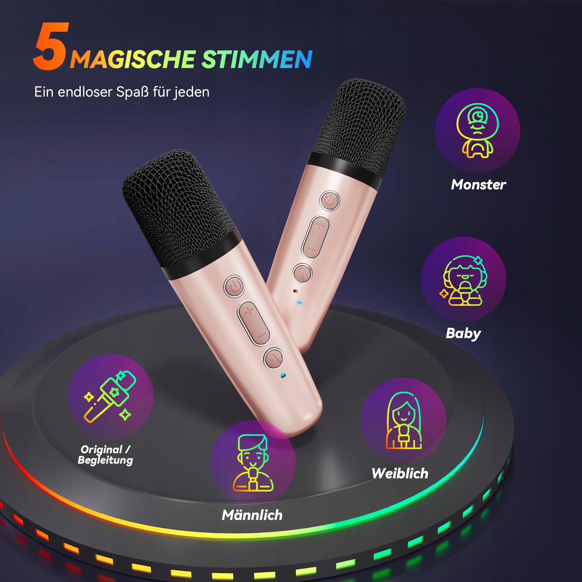 Maszyna do karaoke z 2 mikrofonami karaoke dla dzieci i dorosłych — miniatura 5