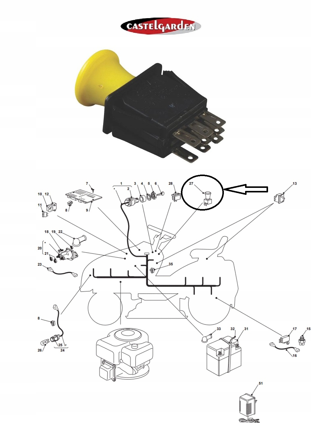 WŁĄCZNIK SPRZĘGŁA STIGA CASTELGARDEN MOUNTFIELD SOLO 579H GGP XT 170 ORYG Typ sprzęgło