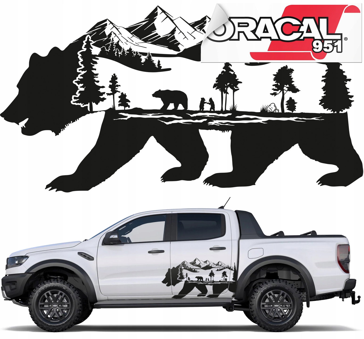 Наклейка для автомобіля OFFROAD Bear 85X44CM