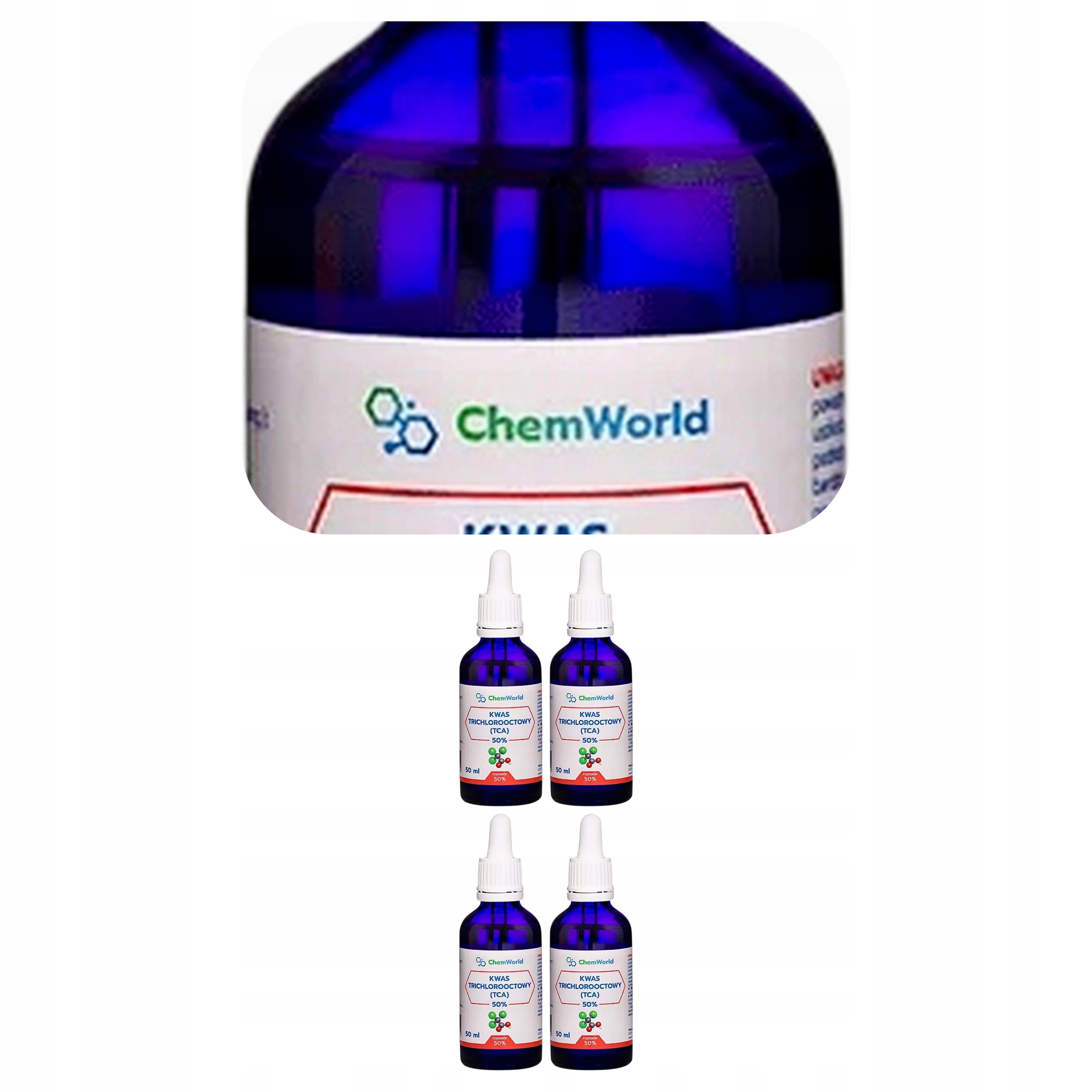 4x CCl3COOH Chemworld Tca Kwas Trichlorooctowy 50% Peeling 50 ml Cas 76-03