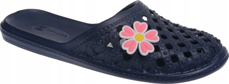 KLAPKI BASENOWE DAMSKIE RÓŻOWY KWIATEK granat 37