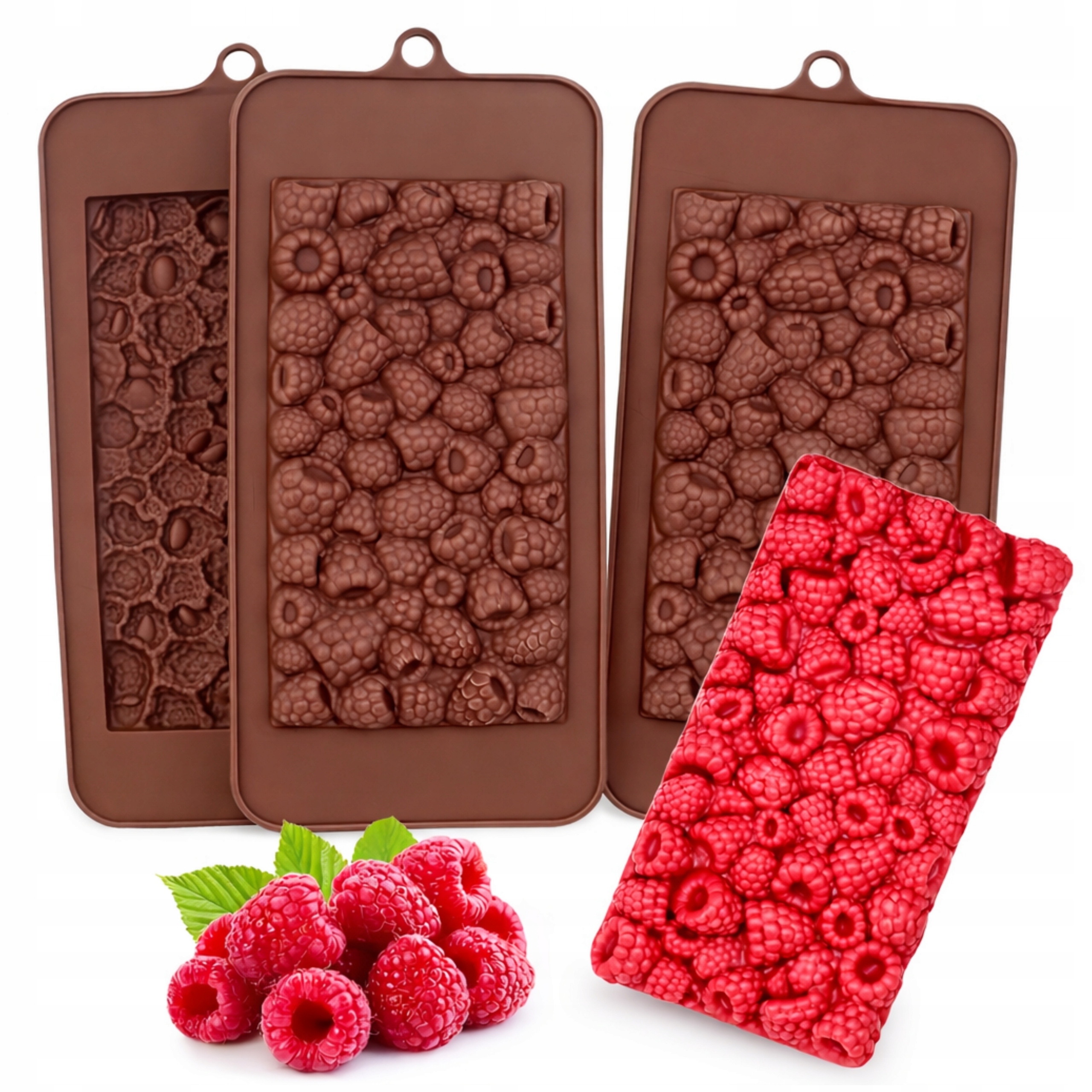 Forma Na Čokoládu 3D Maliny Silikon Bez Bpa Tabulka 14x8 cm