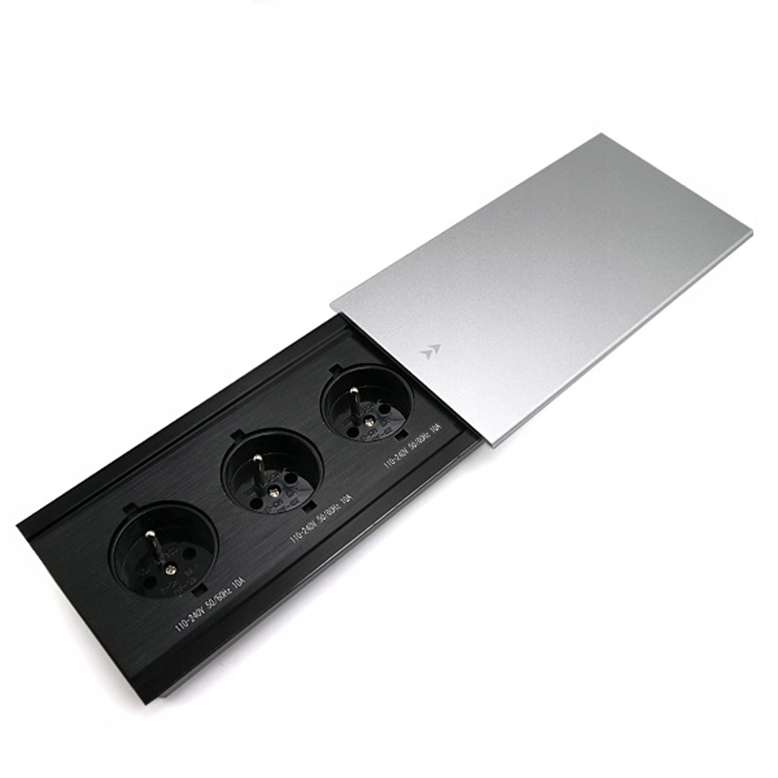 Gniazdo potrójne nablatowe przesuwane wpuszczane 3xFR Srebrne